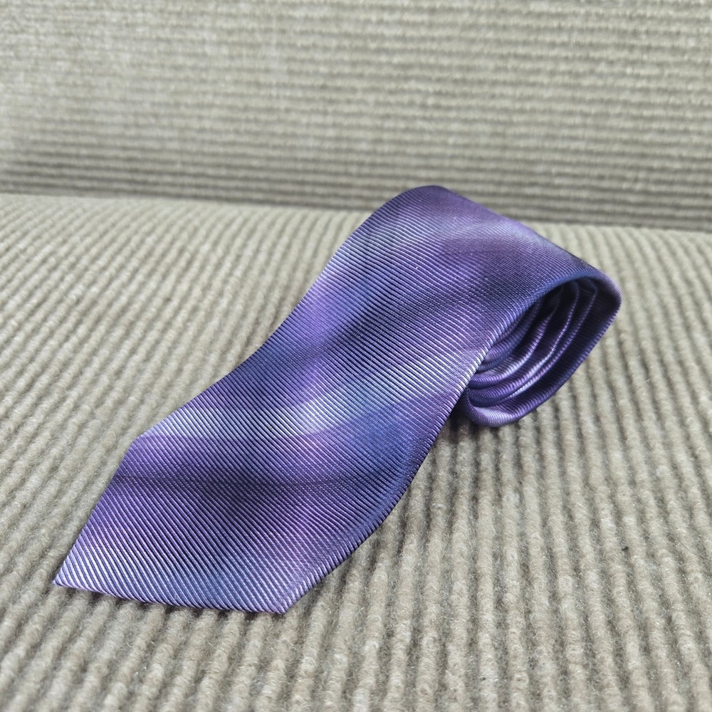 Marc Anthony Mens Purple Ribbed Striped 100% Silk Necktie